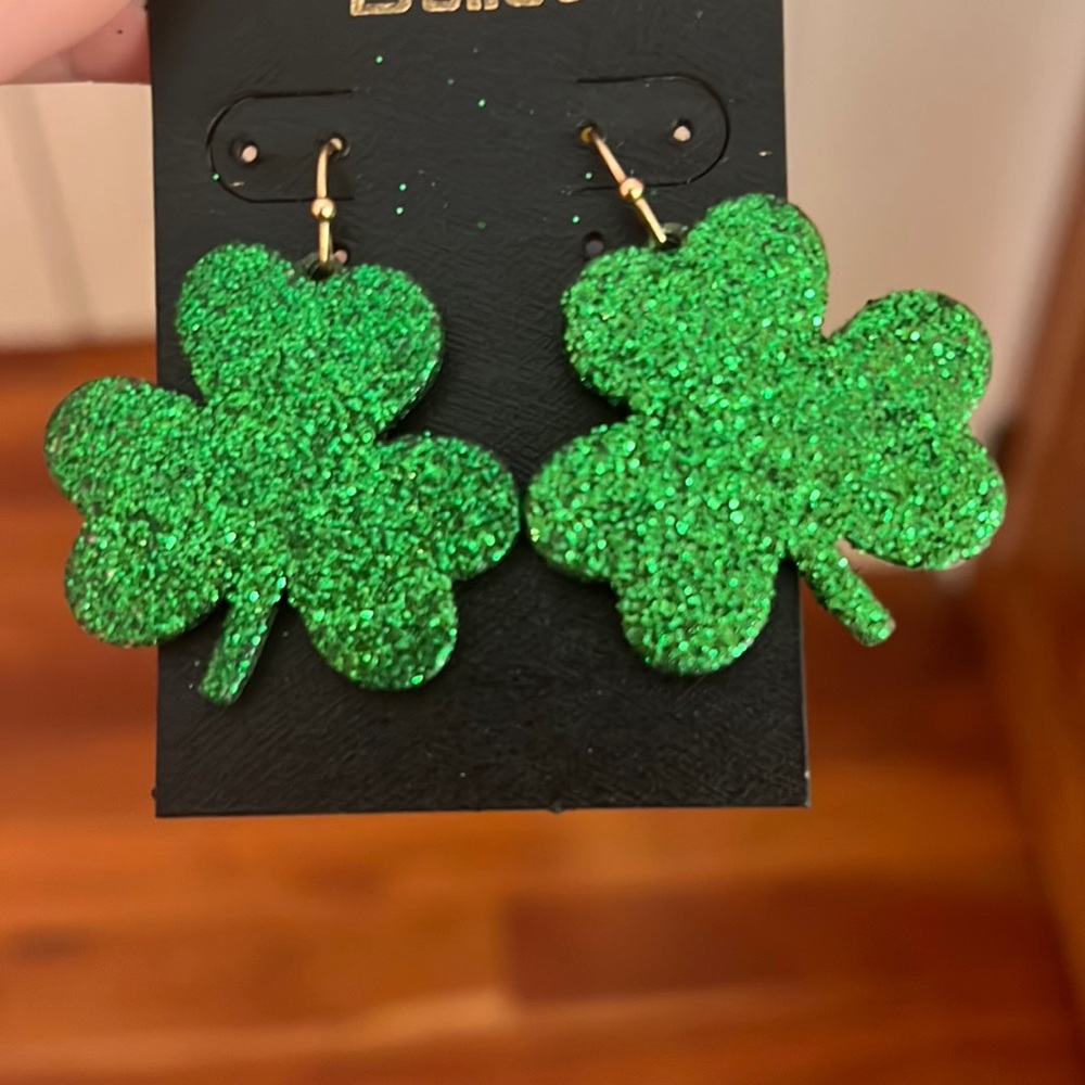 st. Patrick's Day shamrock glitter earrings